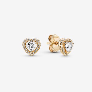 Pandora Elevated Hearts Stud Earrings Gold | AWT-326157