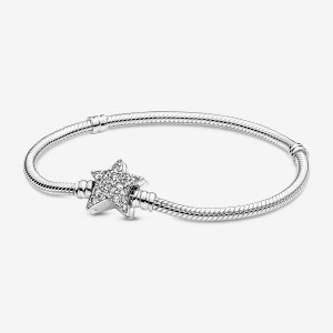 Pandora Moments Asymmetric Star Clasp Snake Charm Bracelets Sterling Silver | WME-367019