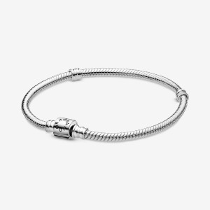 Pandora Moments Barrel Clasp Snake Charm Bracelets Sterling Silver | DNH-482159