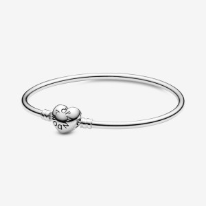 Pandora Moments Heart Clasp Bangle Charm Bracelets Sterling Silver | DEV-830195