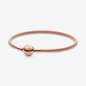 Pandora Moments Mesh Charm Bracelets Rose Gold Plated | YRV-493160